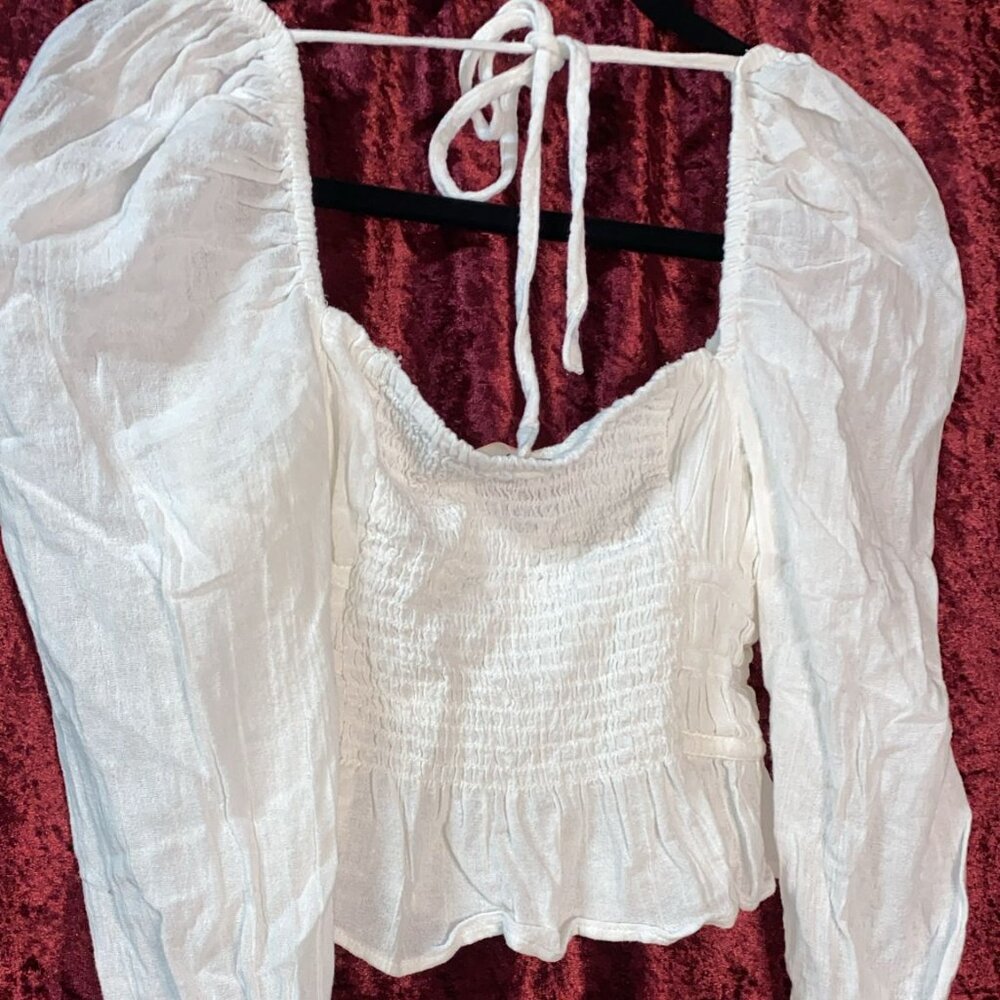 Free People Chloe White Puff Sleeve Blouse - Picture 6 of 6